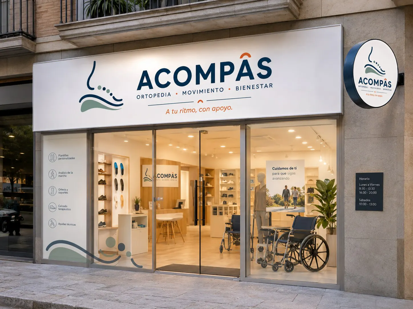 Acompàs shopfront with its brand identity applied