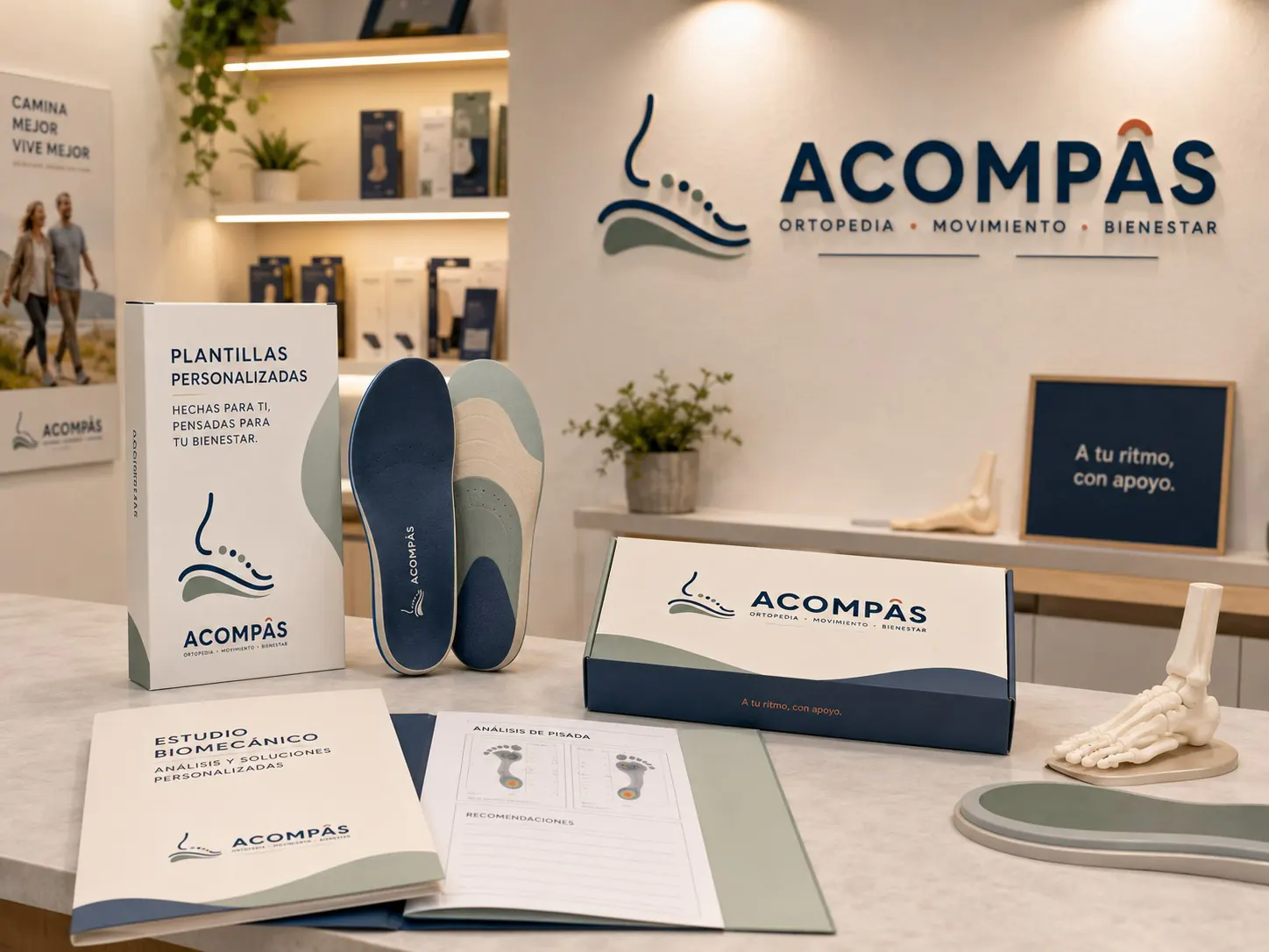 Orthopaedic clinic with Acompàs packaging and custom insoles