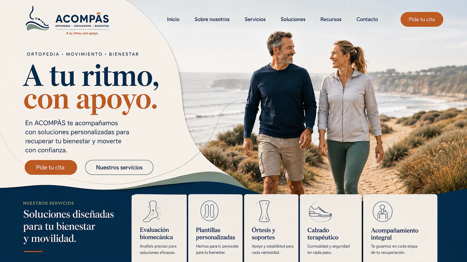 Acompàs website about orthopaedics, movement and wellbeing