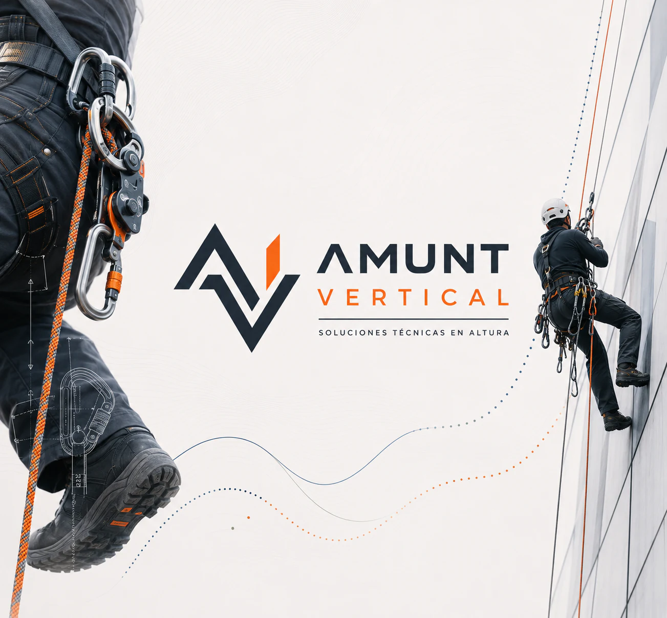 Amunt Vertical visual identity applied to technical work at height