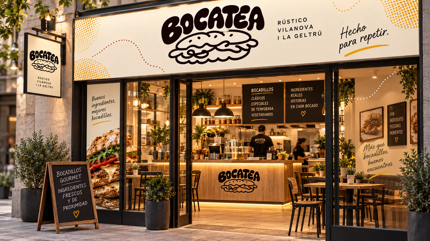 Bocatea shopfront with its visual identity applied