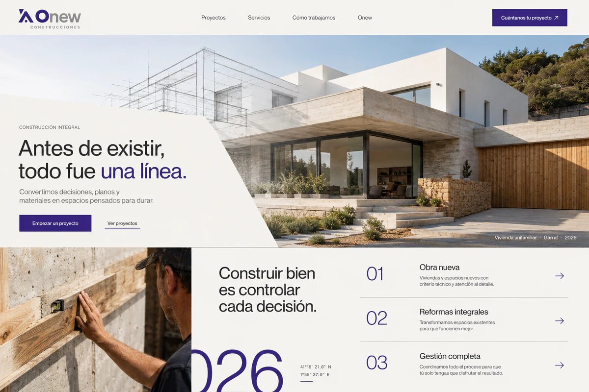 Onew Construcciones identity with a contemporary Mediterranean home